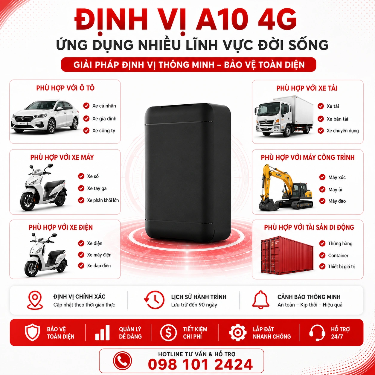 A10 4G dùng cho ô tô xe máy xe tải máy công trình và tài sản