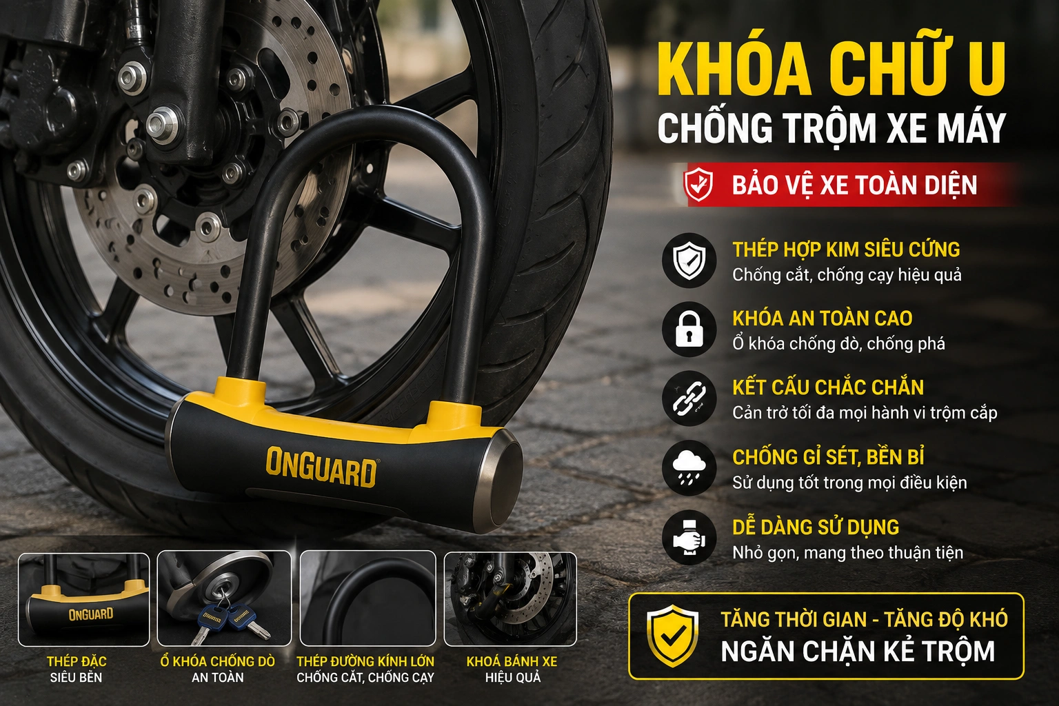 Khóa chữ U chống trộm xe máy