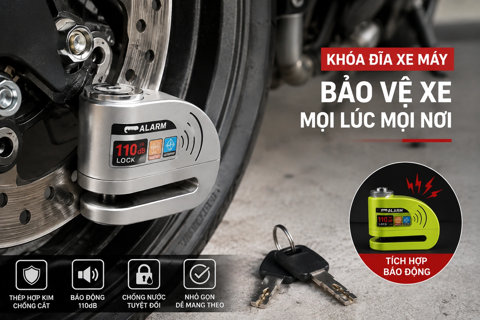 Khóa đĩa chống trộm xe máy