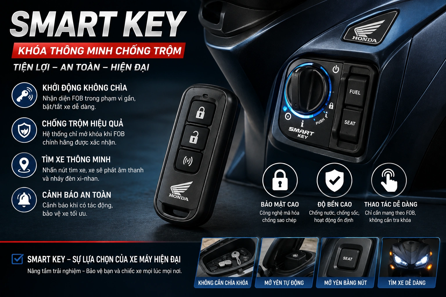 Smart Key chống trộm xe máy Honda