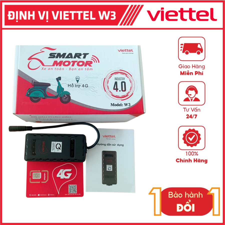 Định vị xe máy Viettel W3 (4G) Thiết bị chuyên Định vị theo dõi